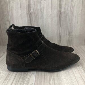 Asos Ankle Boots Mens 11 Brown Suede Zip Shoes
